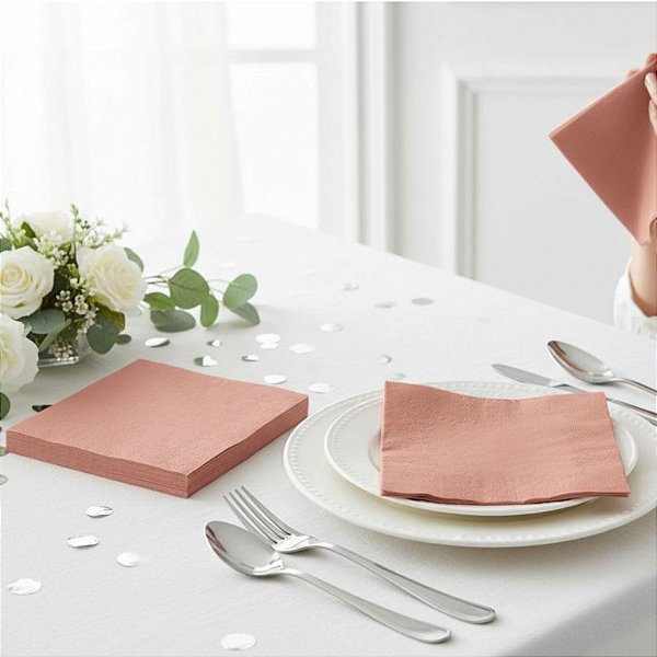 Guardanapo de Papel - Rose - 33cm - 12 Pacotes  - 240 unidades - Silver Festas - Rizzo