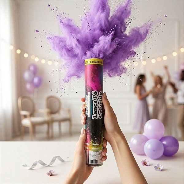 Lança Confetes Pó Colorido Lilás - 1 unidade - Silver Festas - Rizzo