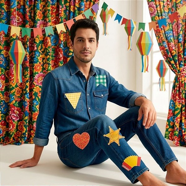 Adesivo Remendo de Festa Junina - Modelo 4 - 10cm - 5 unidades - Rizzo