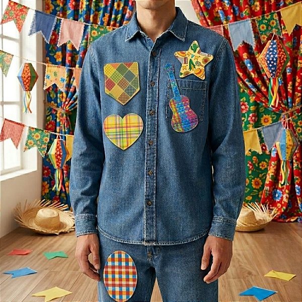 Adesivo Remendo de Festa Junina - Modelo 2 - 10cm - 5 unidades - Rizzo