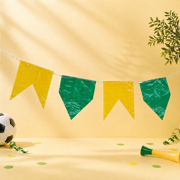Varal de Bandeirinha Copa do Mundo - Verde e Amarelo - 10m - 1 unidade - Rizzo