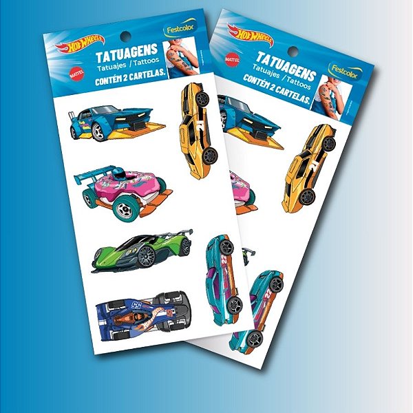 Tatuagem Temporária para Pele - Hot Wheels - 12 unidades - FestColor - Rizzo