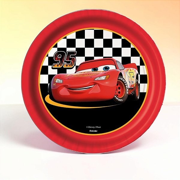 Prato de Papel Redondo - Carros - 18cm - Disney Original - 8 unidades - FestColor - Rizzo