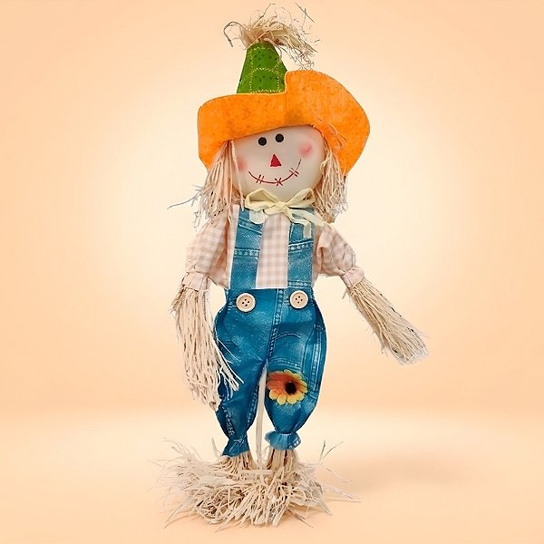 Enfeite Decorativo de Festa Junina Espantalho com Base e Chapéu Verde e Amarelo - 15x45cm - 1 unidade - Rizzo