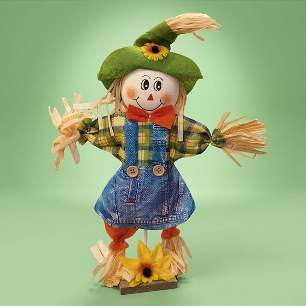Enfeite Decorativo De Festa Junina Espantalho Com Base e Girassol - Chapéu Verde - 20x36x5cm - 1 unidade - Rizzo