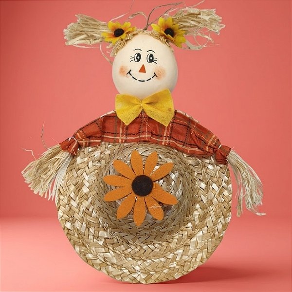 Espantalho Decorativo para Festa Junina - Chapéu Menina - 19,5x32x5cm - 1 unidade - Rizzo