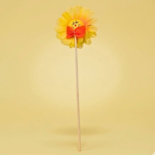 Espeto para Jardim Girassol - Laço Laranja - 32cm - 1 unidade - Rizzo