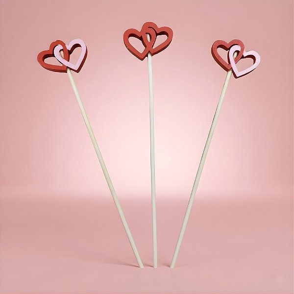 Pick Decorativo para Doces - Dois Corações - 12,5cm - 1 unidade - Rizzo