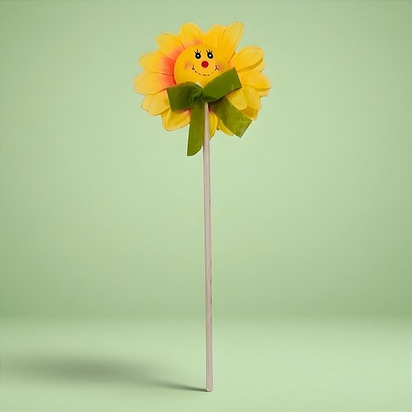 Pick Decorativo de Festa Junina - Flor Sorriso - Laço Verde - 39cm - 1 unidade - Rizzo