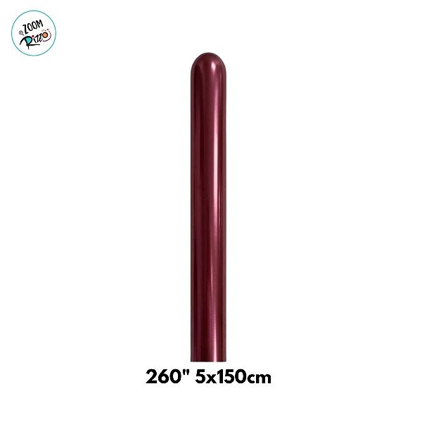 Balão de Festa Látex Twist - Metal Bordo - 260" 5x150cm - 50 unidades - Sempertex - Rizzo