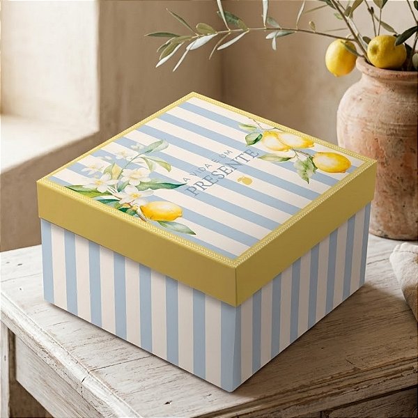 Caixa Quadrada Com Tampa - Sicília - M 26x26x12cm - 1 unidade - Cromus - Rizzo