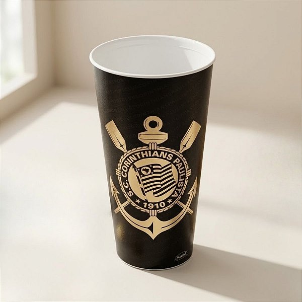 Copo de Plástico - Corinthians - Preto - 700mL
 - 1 unidade - Plasútil - Rizzo