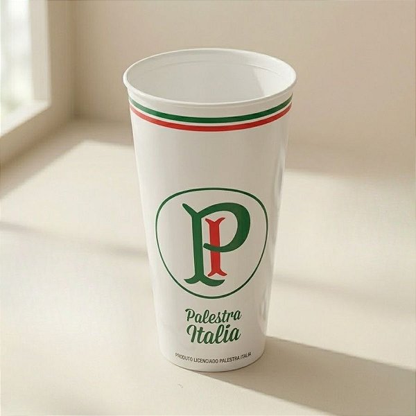 Copo de Plástico -  Palmeiras -  Palestra Italia - Branco - 700mL - 1 unidade - Plasútil - Rizzo