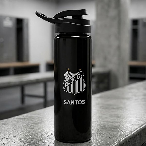 Garrafa Squeeze Preta - Santos Oficial - 750ml - 1 unidade - Rizzo