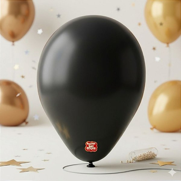 Balão de Festa 6,5" Basic - Preto  - 30 unidades - São Roque - Rizzo