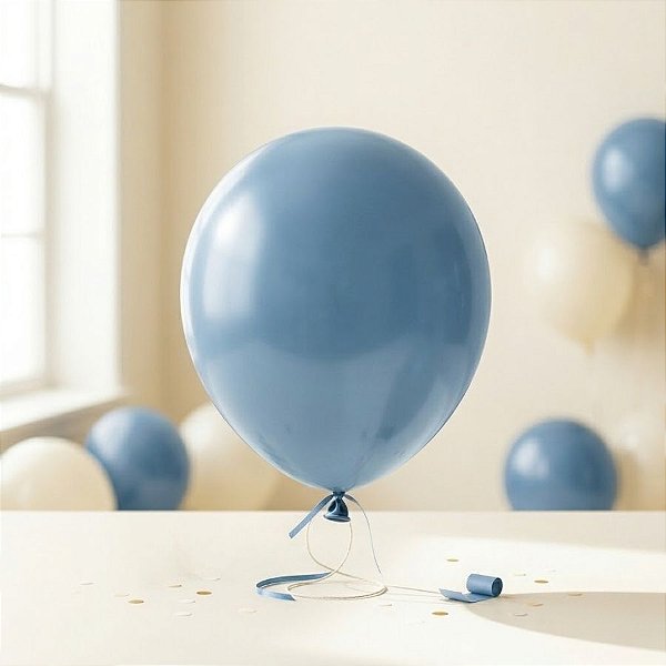 Balão de Festa Látex Liso - Azul Retrô - 1 unidade - São Roque - Rizzo