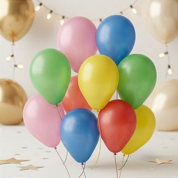 Balão de Festa 6,5" Basic - Sortido  - 30 unidades - São Roque - Rizzo