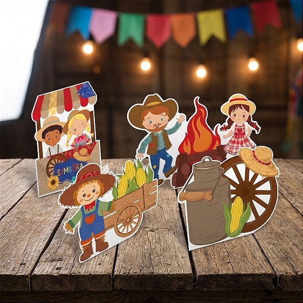 Silhueta Decorativa de Festa Junina - Passeio na Roça - 4 unidades - Cromus - Rizzo