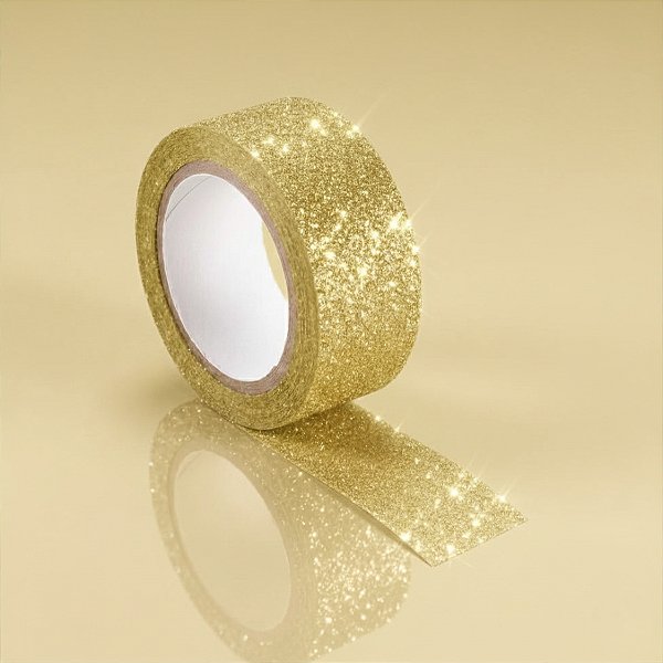 Fita Adesiva Glitter - Dourado - 1 unidade - Rizzo