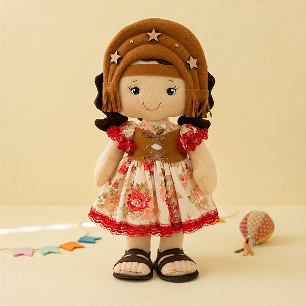 Boneca em Feltro - Cangaceira Vestido Branco - 40cm - 1 unidade - Rizzo