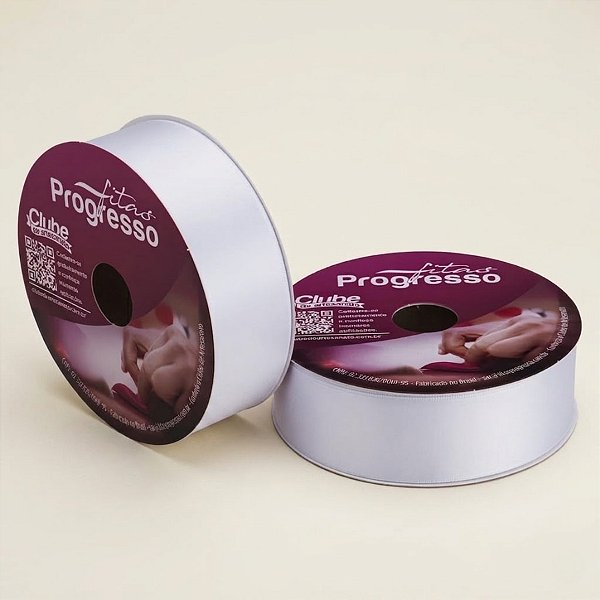 Fita de Cetim 38mm x 50m - Branco - CF009 Cor 201 - Rolo 50m - 1 unidade - Progresso - Rizzo