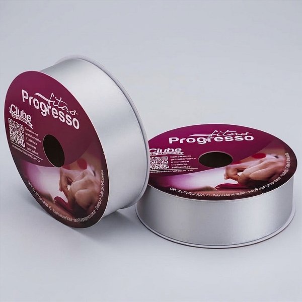 Fita de Cetim 38mm x 50m - Prata - CF009 Cor 084 - Rolo 50m - 1 unidade - Progresso - Rizzo