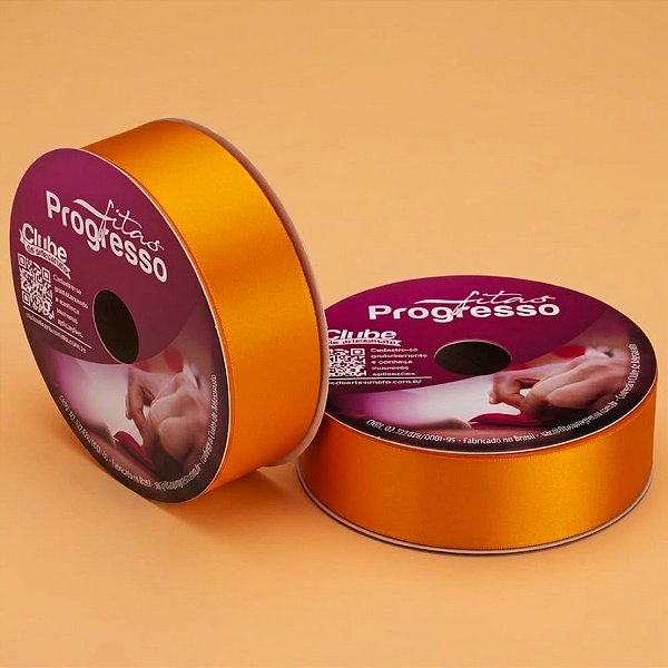 Fita de Cetim 38mm x 50m - Laranja - CF009 Cor 066 - Rolo 50m - 1 unidade - Progresso - Rizzo