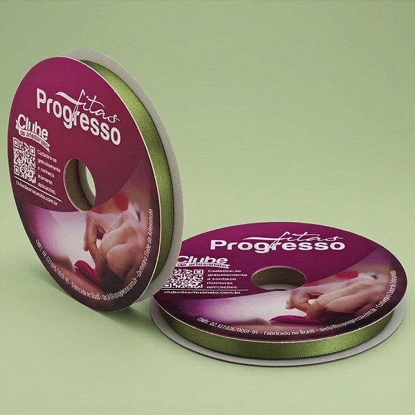Fita de Cetim 10mm x 50m - Verde Militar - CF002 Cor 249 - Rolo 50m - 1 unidade - Progresso - Rizzo