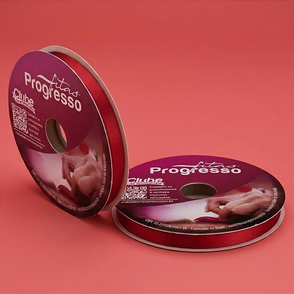 Fita de Cetim 10mm x 50m - Vermelho - CF002 Cor 209 - Rolo 50m - 1 unidade - Progresso - Rizzo