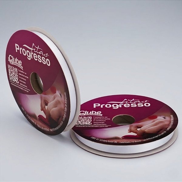 Fita de Cetim 10mm x 50m - Branco - CF002 Cor 201 - Rolo 50m - 1 unidade - Progresso - Rizzo