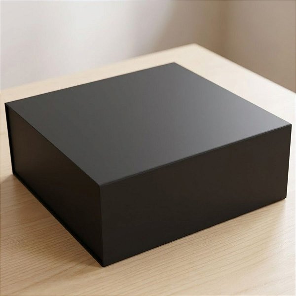 Caixa de Papel Rígido Quadrada com Imã - Preta - G 32x32x13cm - 1 unidade - Cromus - Rizzo