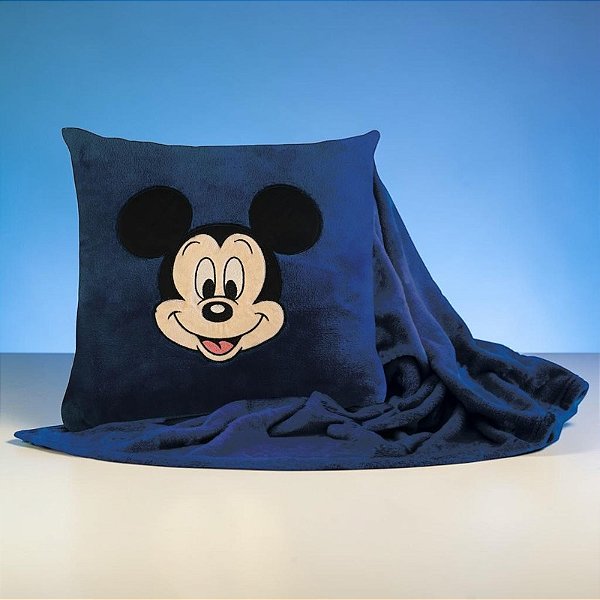 Almofada 2 em 1 Manta com Ziper Mickey Mouse - Azul - 1 unidade - Disney Original - Rizzo