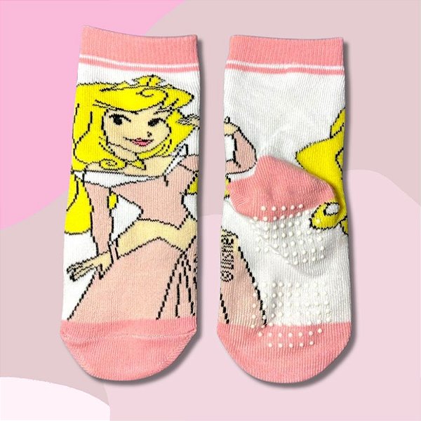 Meia Infantil Antiderrapante - Aurora - Rose - 2 a 4 Anos - 1 unidade - Disney Original - Rizzo
