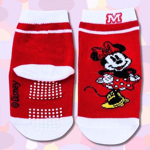 Meia Infantil Antiderrapante - Minnie Mouse - Mod. 4 - 2 a 4 Anos - 1 unidade - Disney Original - Rizzo