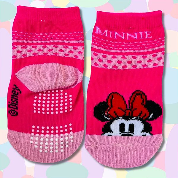 Meia Infantil Antiderrapante - Minnie Mouse - Mod. 2 - 0 a 12 Meses - 1 unidade - Disney Original - Rizzo