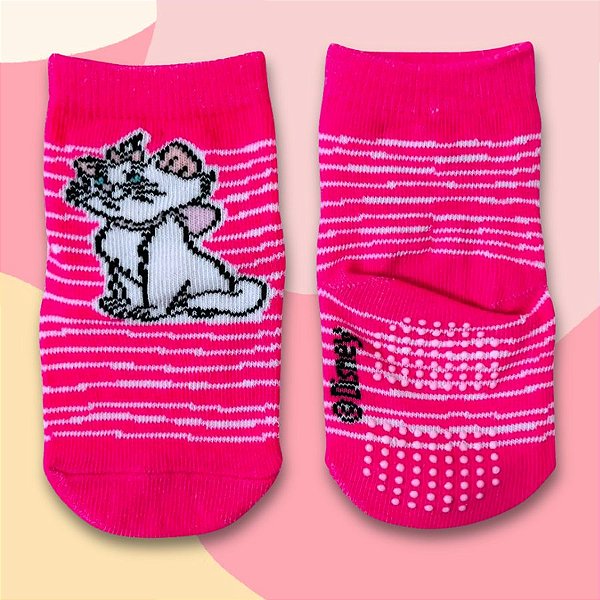 Meia Infantil Antiderrapante - Gata Marie - Mod. 1 - 1 a 2 Anos - 1 unidade - Disney Original - Rizzo