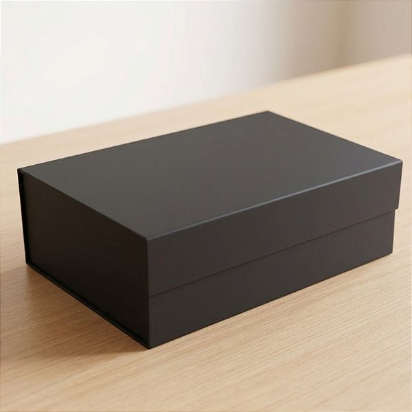 Caixa de Papel Rígido Retangular com Imã - Preto - GG 38x28x11cm - 1 unidade - Cromus - Rizzo