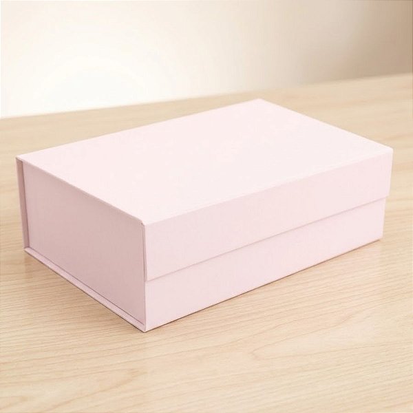 Caixa de Papel Rígido Retangular com Imã - Rosa Bebê - GG 38x28x11cm - 1 unidade - Cromus - Rizzo