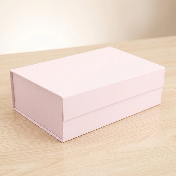 Caixa de Papel Rígido Retangular com Imã - Rosa Bebê - M 29x21x9cm - 1 unidade - Cromus - Rizzo