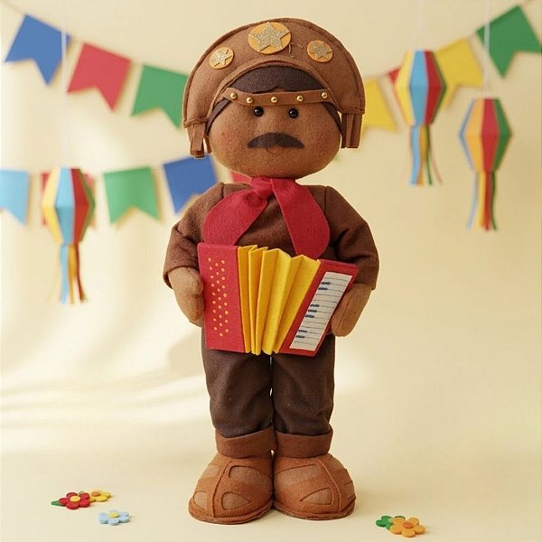 Boneco em Feltro - Músico Manoel - 40cm - 1 unidade - Cromus - Rizzo