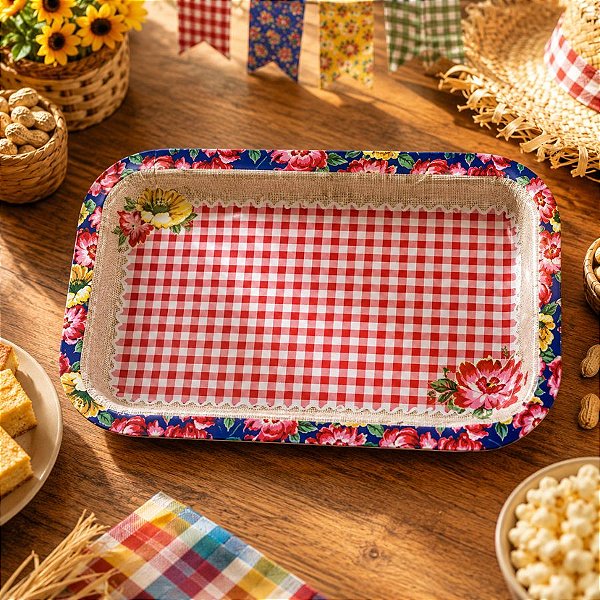 Bandeja Laminada de Festa Junina - Rocambole - 35x20cm - 1 unidade - Cromus - Rizzo