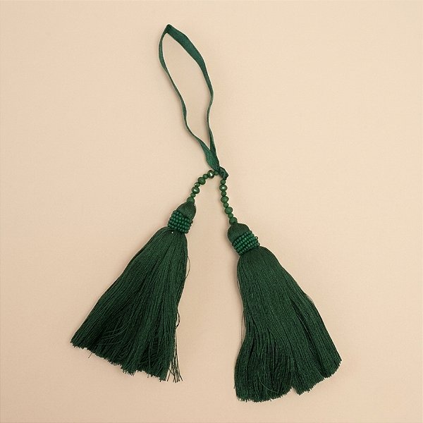 Tassel Decorativo Artesanal com Miçangas - Verde - 28cm - 1 unidade - Cromus - Rizzo