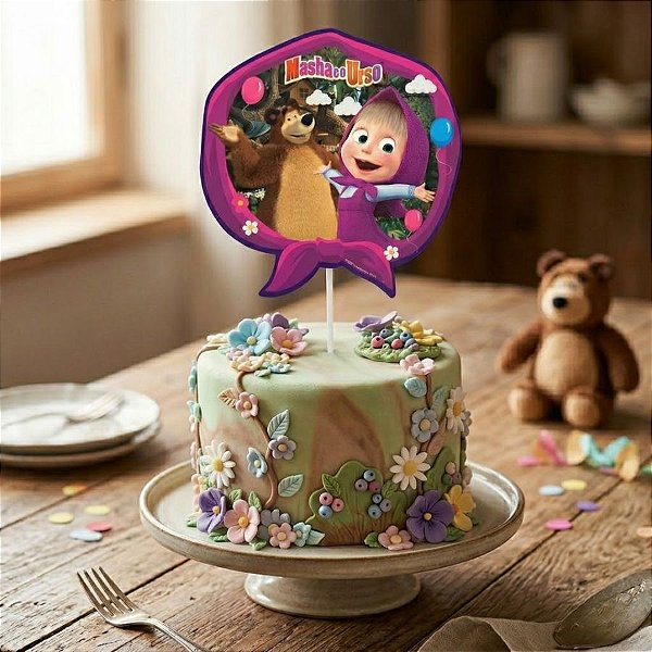 Decoração de Bolo Cenário - Masha e o Urso - 1 unidade - Regina Festas - Rizzo
