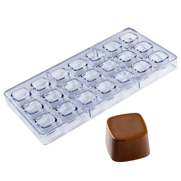 Forma Injetada - 27x13,5cm - Bombom Quadrado -  21 Cavidades - 1 unidade - Gramado - Rizzo