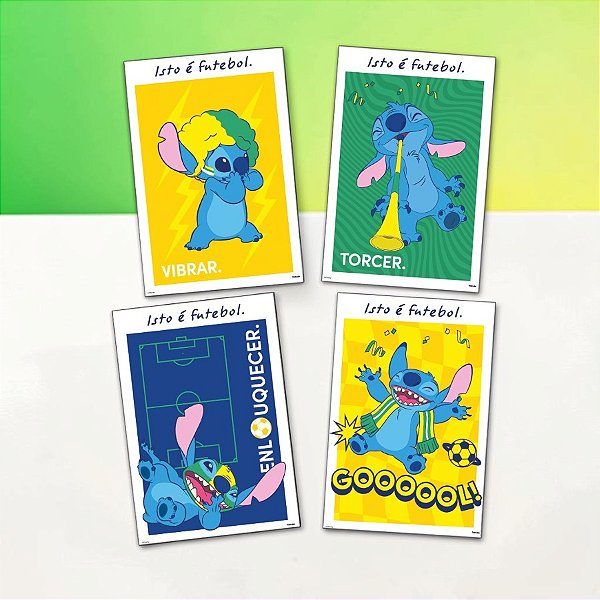 Cartaz Decorativo - Stitch na Copa - 30x21cm - Disney Original - 4 unidades - FestColor - Rizzo