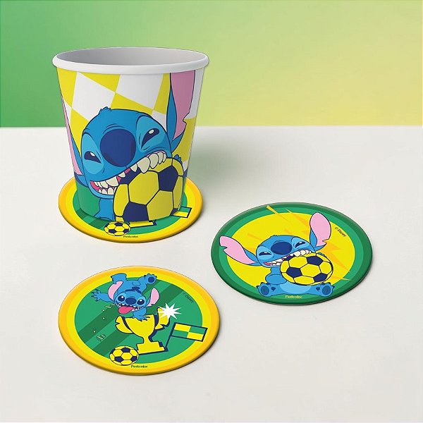 Porta Copo Redondo - Stitch Na Copa - 9cm - 8 unidades - FestColor - Rizzo