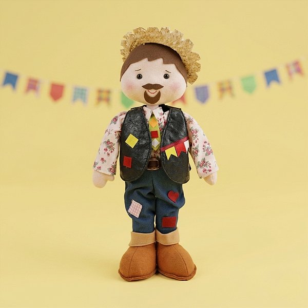 Boneco em Feltro - Caipirinha Domenico - 40cm  - 1 unidade - Cromus - Rizzo