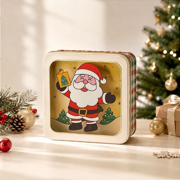 Lata de Natal de Metal - Papai Noel - 15,5cm - 1 unidade - Rizzo