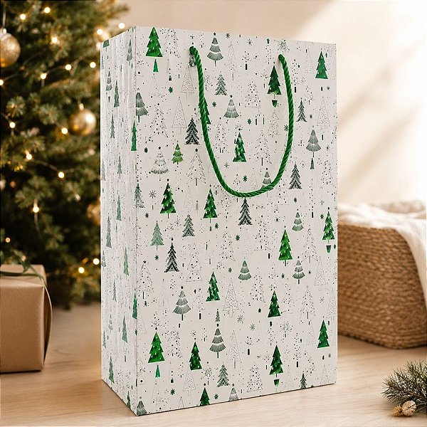 Sacola de Papel de Natal - Verde - 23cm - 1 unidade - Rizzo