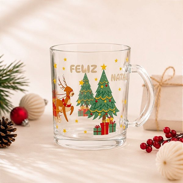 Caneca de Vidro de Natal - Feliz Natal - 330mL - 1 unidade - Rizzo